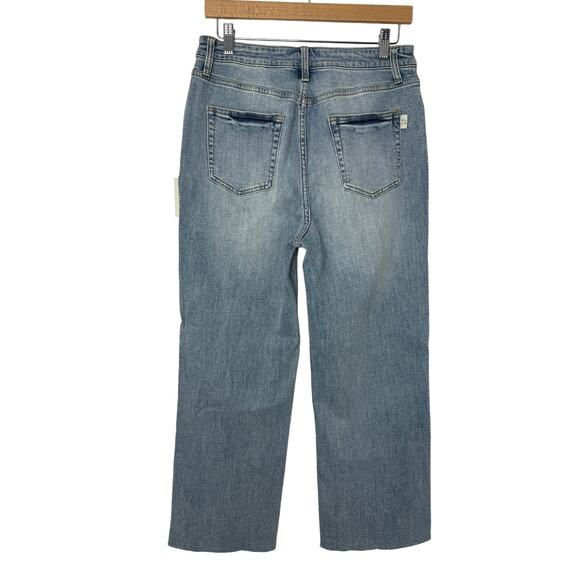 Oliver Logan Aberdeen Wide Leg Crop Jeans Size 30 Light Wash Raw Hem - Picture 3 of 11